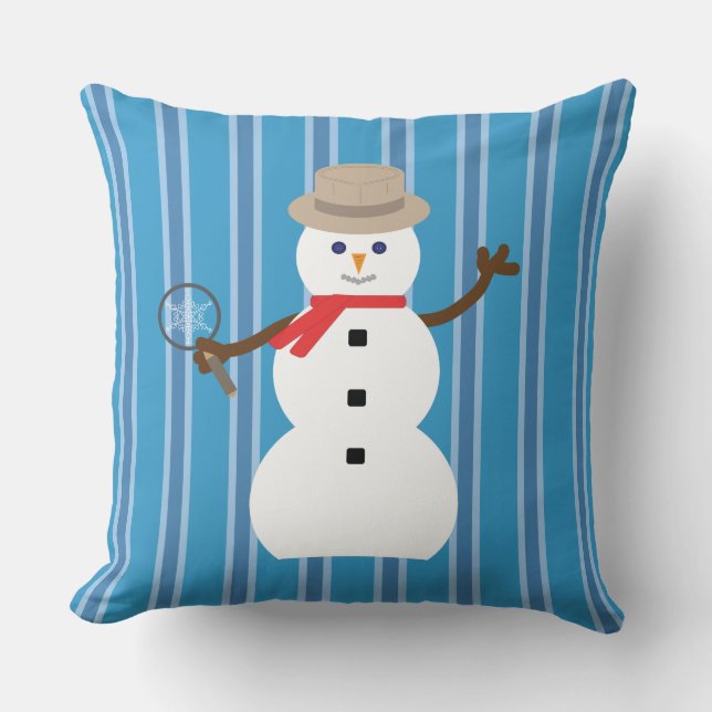 Almofada Detetive Blue Snowman, divertido e Rico (Frente)