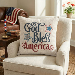 Almofada Deus Abençoe a América Vermelho Branco e Azul Patr