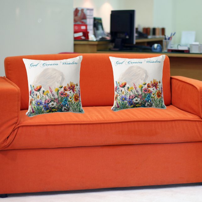 Almofada Deus Cria Maravilhas - Travesseiro decorativo (16" (God Creates Wonders Pillow
A serene addition that infuses your space with peace and positivity. )