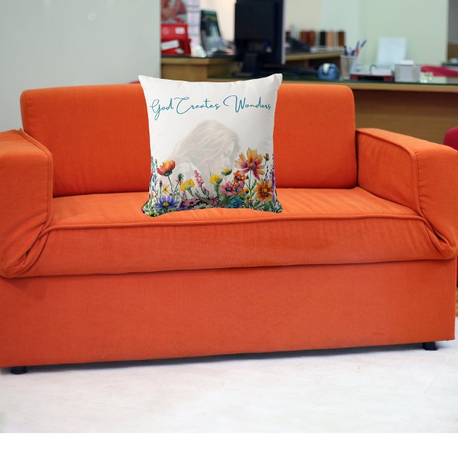 Almofada Deus Cria Maravilhas - Travesseiro decorativo Flor (Criador carregado)