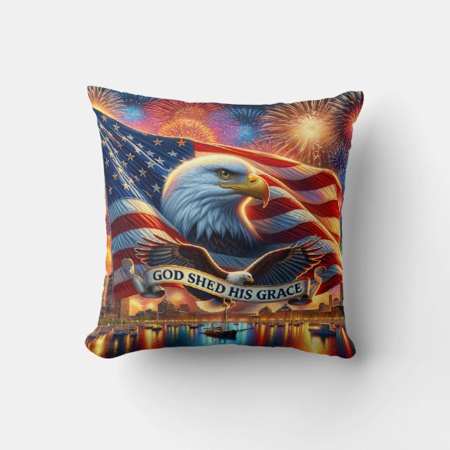 Almofada Deus Deu Sua Graça Travesseiro decorativo Patrióti (Frente)