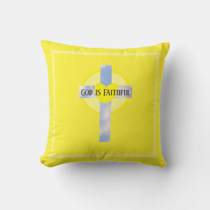 Almofada Deus é Bíblia de cura cruzada fiel Verse Amarelo