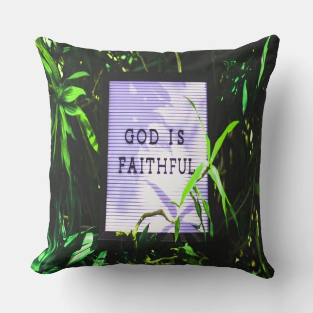Almofada Deus é fiel e inspirador cristão (Frente)