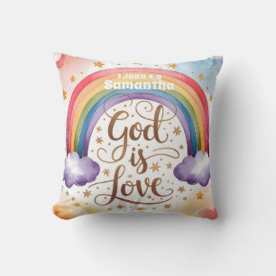 Almofada Deus Personalizado é Amor Crianças Cristãs Boho