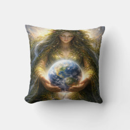 Almofada Deusa Gaia Segurando Gentilmente o Planeta Terra
