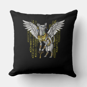 Almofada Deusa Gato Egípcia Basteta Ankh Hieroglyphs