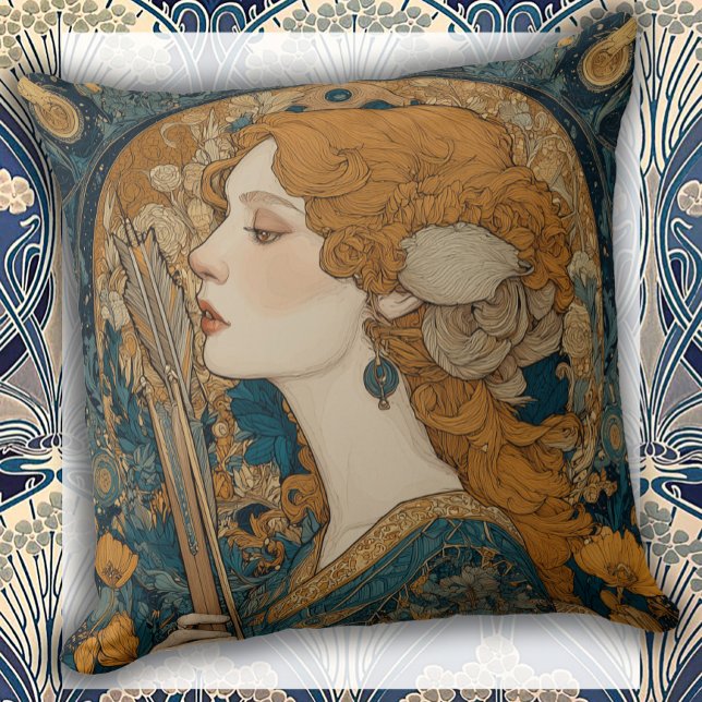Almofada Deusa Grega Art Nouveau (Criador carregado)
