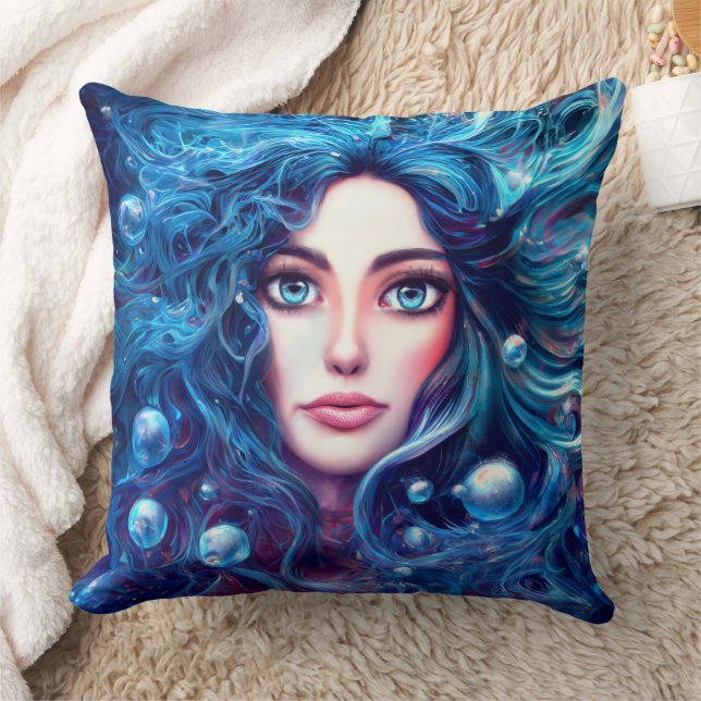Almofada Deusa Mermaid Sea Ninfh Siren Blue Underwater (Cobertor)