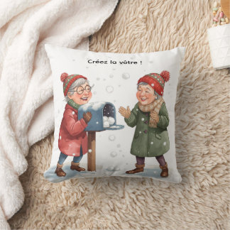 Almofada Deux amies en hiver — Scène festive enneigée