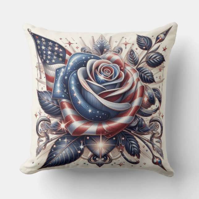 Almofada Dia da Independência do Bandeira Rosa e Americano (Frente)