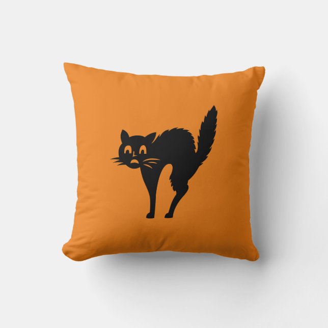 Almofada Dia das Bruxas de Gato Negro (Frente)
