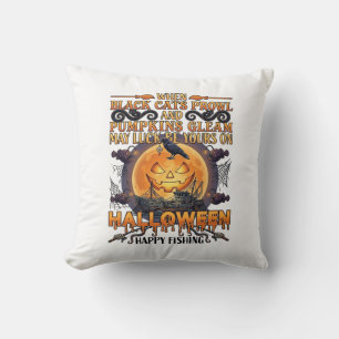 Almofada Dia das Bruxas Feliz Pesca Gatos Pretos Abóboras C