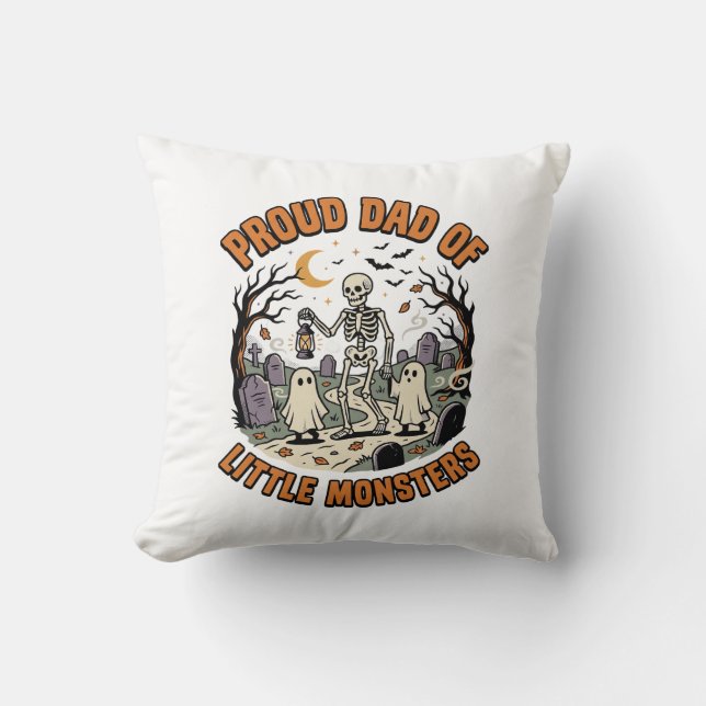 Almofada Dia das Bruxas Pai Pequenos Monstros Noite (Frente)