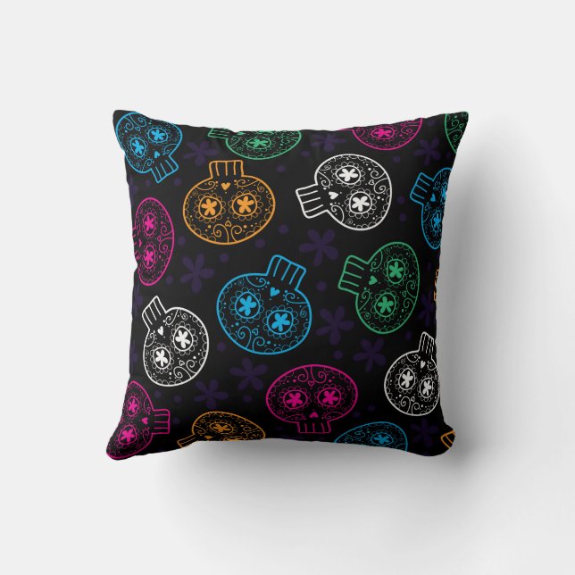 Almofada Dia das Cobras de Açúcar dos Mortos Calaveritas (Verso)