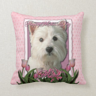 Almofada Dia das mães - tulipas cor-de-rosa - Westie