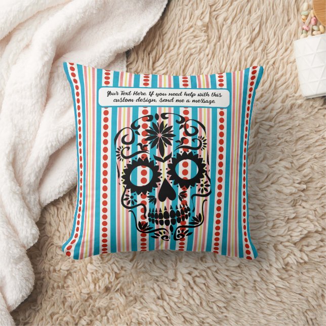 Almofada Dia das Morte Caveira de Açúcar Día de Muertos (Cobertor)