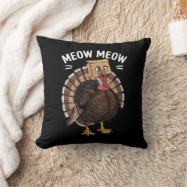 Almofada Dia de Ação de Graças Peru Engraçado Gato Miau Out