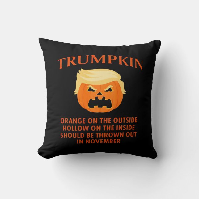 Almofada Dia de as Bruxas engraçado Anti-Trumpkin (Frente)