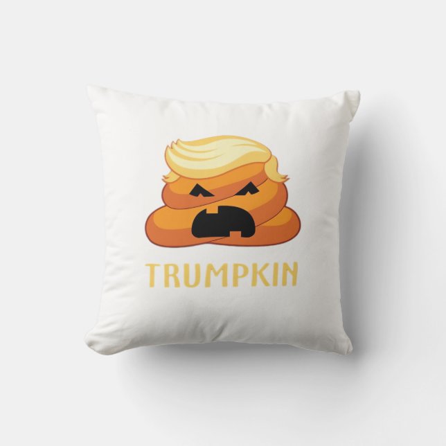 Almofada Dia de as Bruxas engraçado de Poop Trumpkin (Frente)