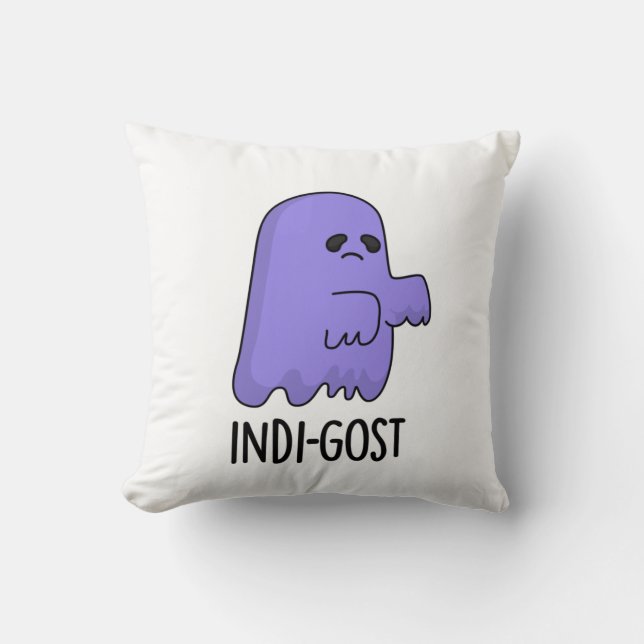Almofada Dia de as Bruxas engraçado Indi-gost Indigo Ghost  (Frente)
