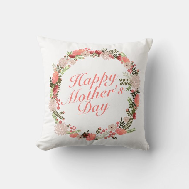 Almofada Dia de as mães Feliz Elegante Floral Wreath | TRAV (Frente)