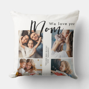 Almofada dia de as mães, mãe, colagem de fotos, nós te amam