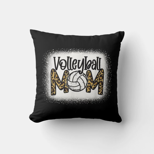 Almofada Dia de as mães W de Diversão de Voleibol Mãe Leopa (Frente)