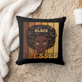 Almofada Dia de Juneteenth Menina Negra Africana Americana 