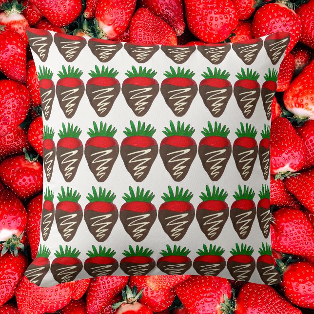 Almofada Dia de os namorados de morango de chocolate (Chocolate Covered Strawberry Pillow)