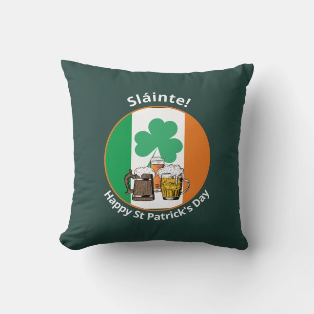 Almofada Dia de São Patrício de bandeira irlandês (Frente)