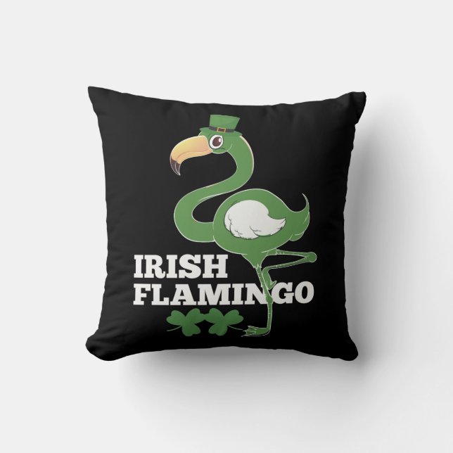 Almofada Dia de São Patrício do Partido Irlandês Flamingo I (Frente)