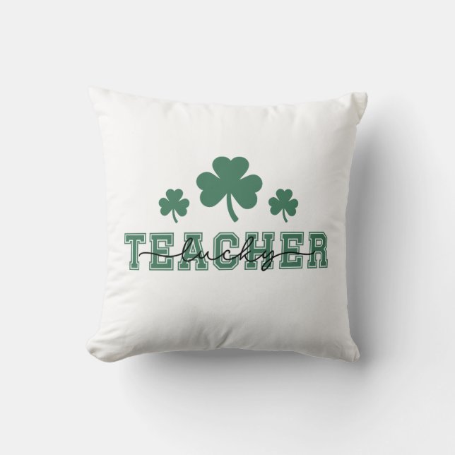 Almofada Dia de São Patrício Professor Sorte Trevo Verde  (Frente)