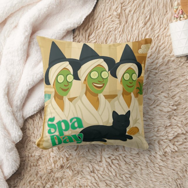 Almofada Dia de Spa das Bruxas Humor Divertido  (Cobertor)