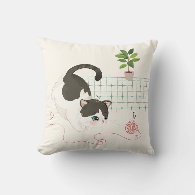 Almofada Dia de um Gato - Fios Vermelhos (Frente)