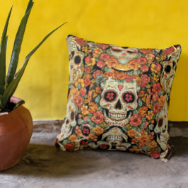 Almofada Dia do Crânio do Açúcar Morto Floral