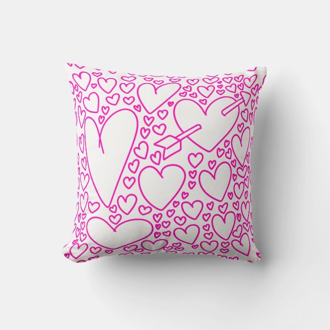 Almofada Dia do Namorados Bonito Doodles (Frente)