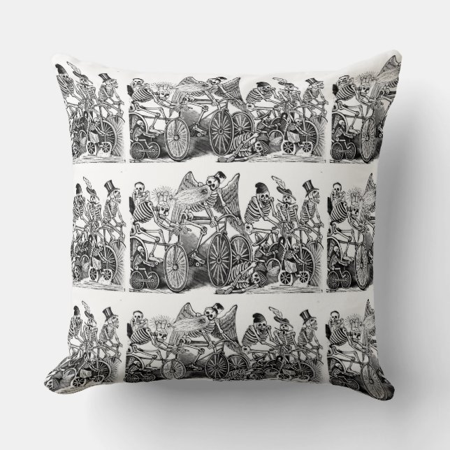 Almofada Dia do Travesseiro Morto - Calavera las biciletas (Frente)