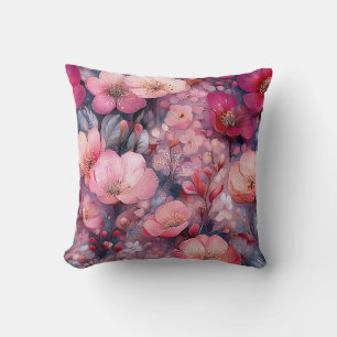 Almofada Dia dos Namorados Flores Românticas Rosa Magenta