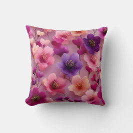 Almofada Dia dos Namorados Flores Românticas Rosa Roxo