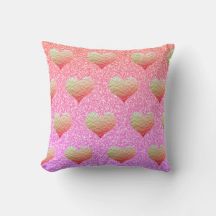 Almofada Dia dos Namorados Rosa Roxo Brilho Dourado Coração