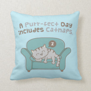 Almofada Dia Perfeito com Cochilos Gato Humor Pun Punho de 