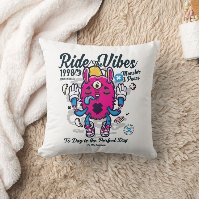 Almofada Dia perfeito para ser feliz | Monstro engraçado em (Cobertor)