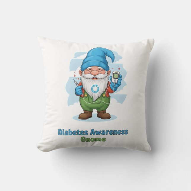 Almofada Diabetes Awareness Gnome PNG | Cute Diabetes  (Frente)