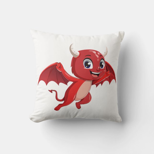 Almofada Diabo voador de desenho animado fofo (Frente)