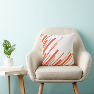 Almofada Diagonais em Laranja e Branco
