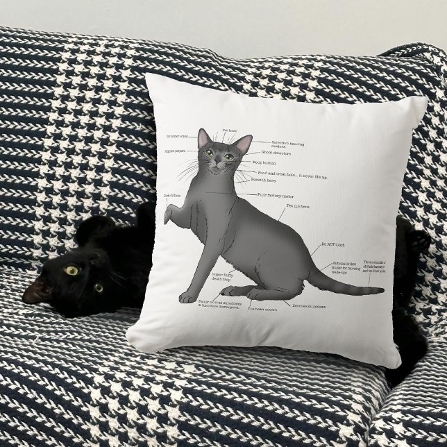 Almofada Diagrama de Anatomia de Gato Engraçado Humor Nerd (Criador carregado)