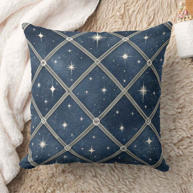 Almofada Diamante em Azul Meia-Noite - Noite Estrelada (Cobertor)