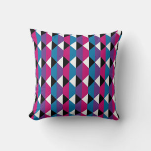 Almofada Diamante roxo, rosa, azul, preto e branco