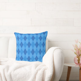 Almofada Diamantes azuis argyle com linha pontilhada fina