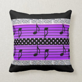 Almofada Diamantes roxos & pretos das bolinhas & notas